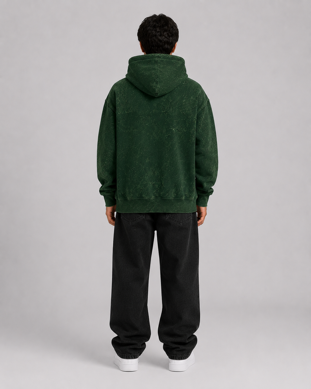 ORIYEN Forest Acid Wash Hoodie (Green)