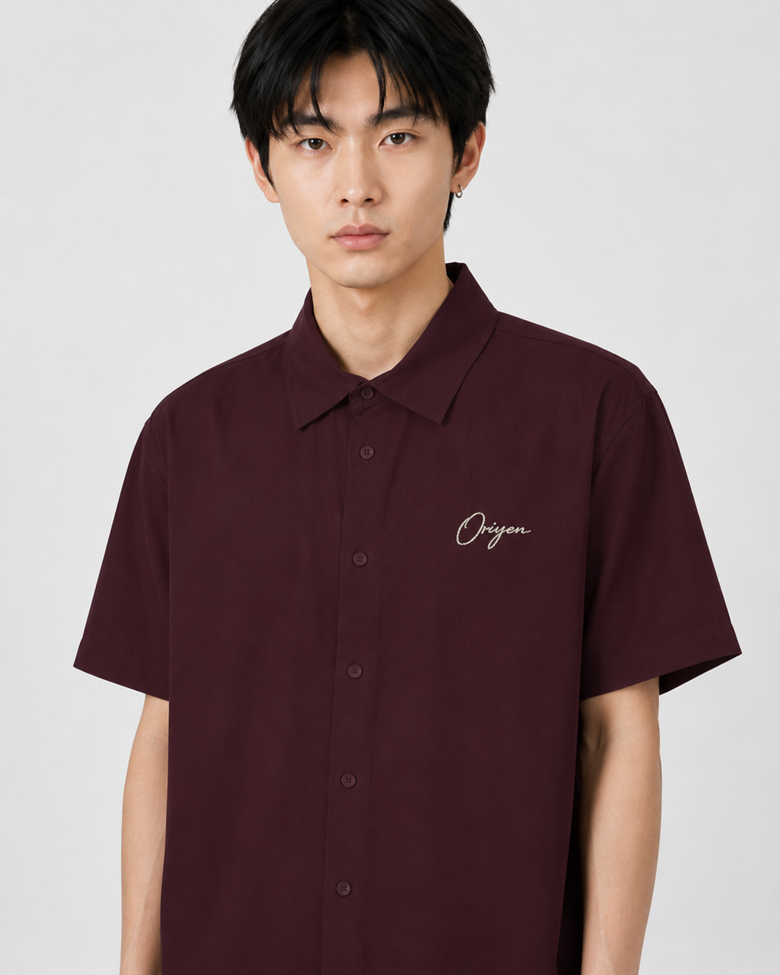 ORIYEN Wine Oversized Shirt (Burgundy)