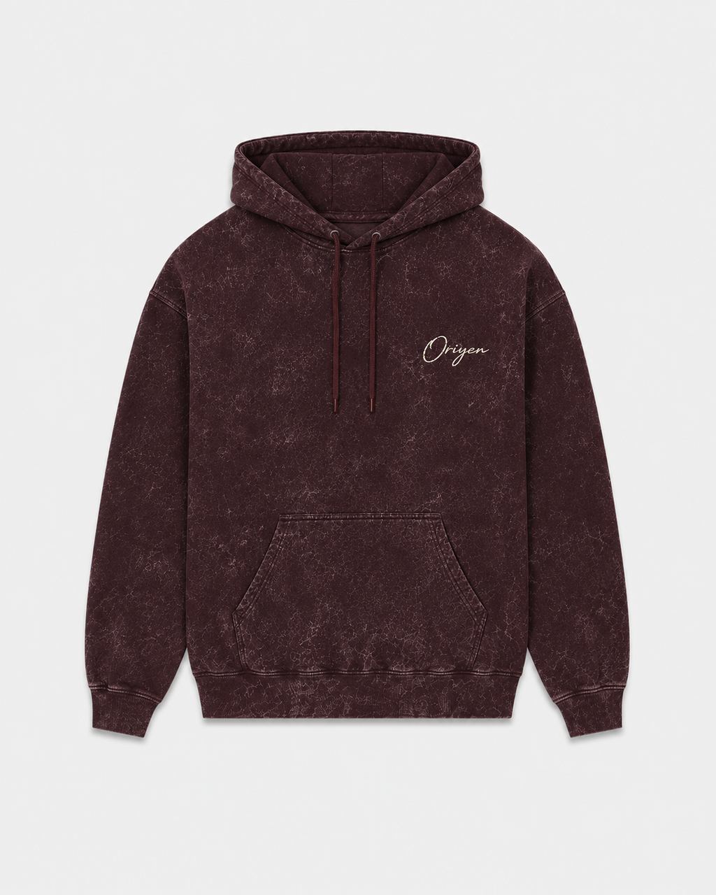 ORIYEN Wine Acid Wash Hoodie (Burgundy)