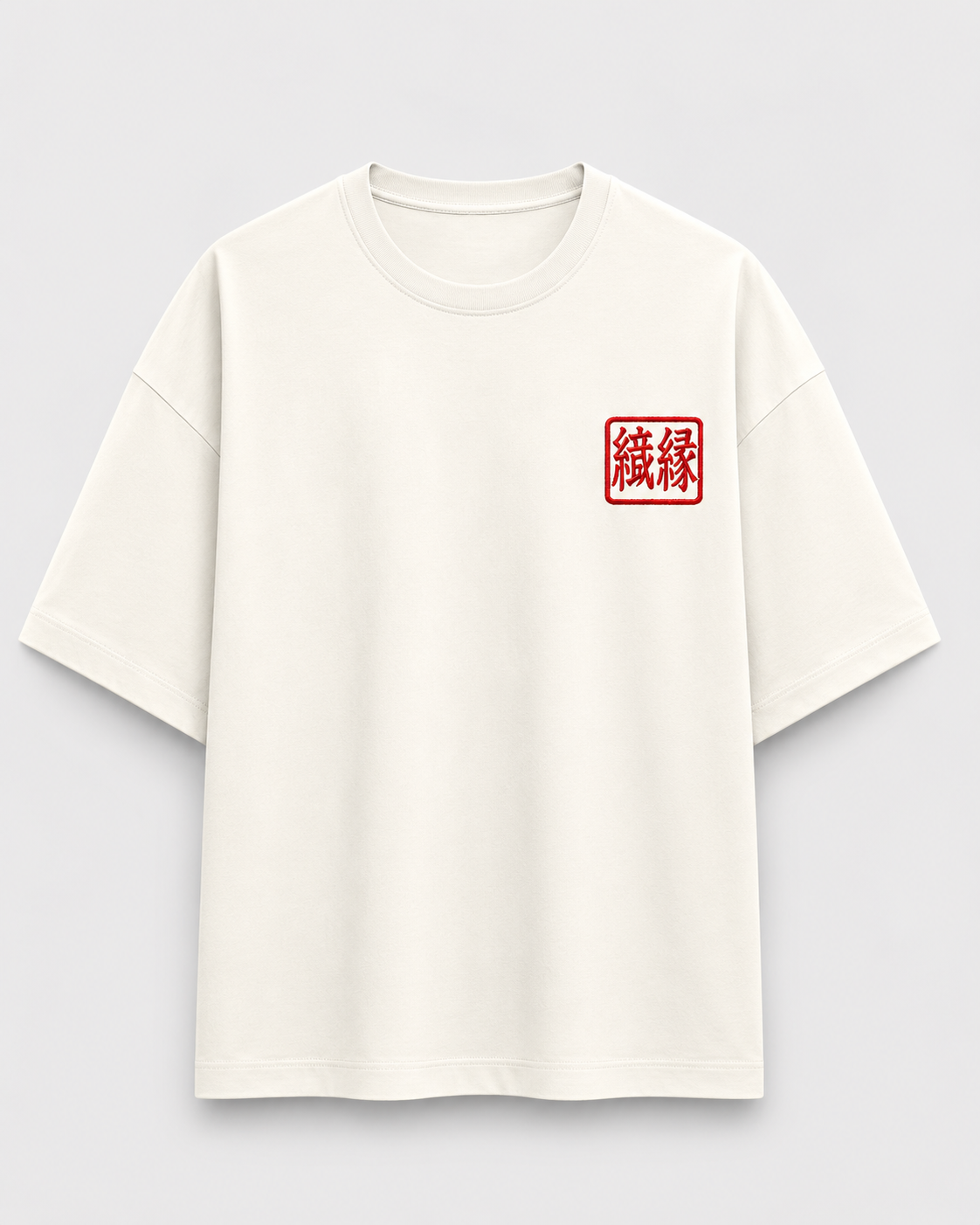 ORIYEN Off White Woven Fate French Terry Cotton Oversized T-Shirt