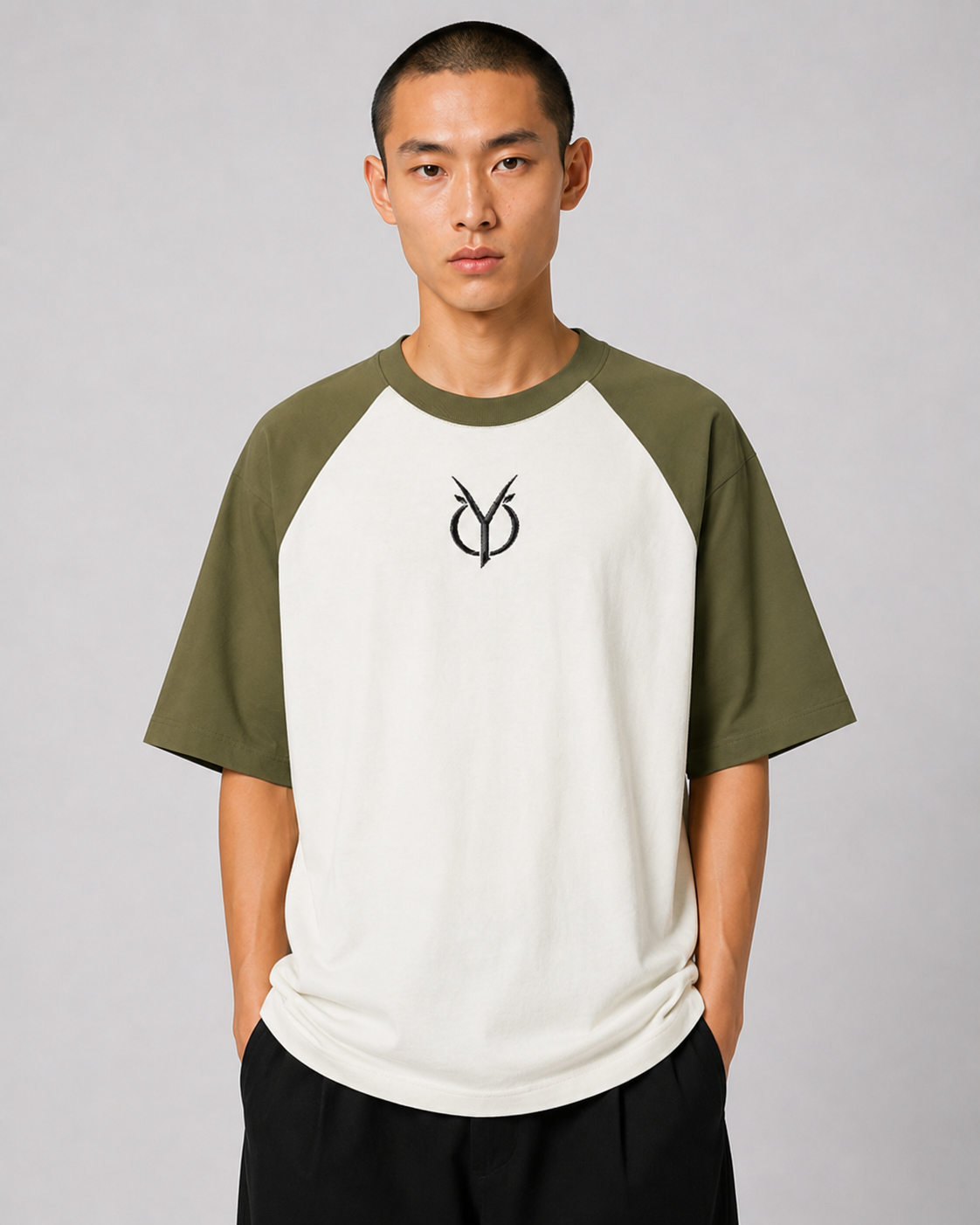 ORIYEN Emblem Oversized Tee (Olive)
