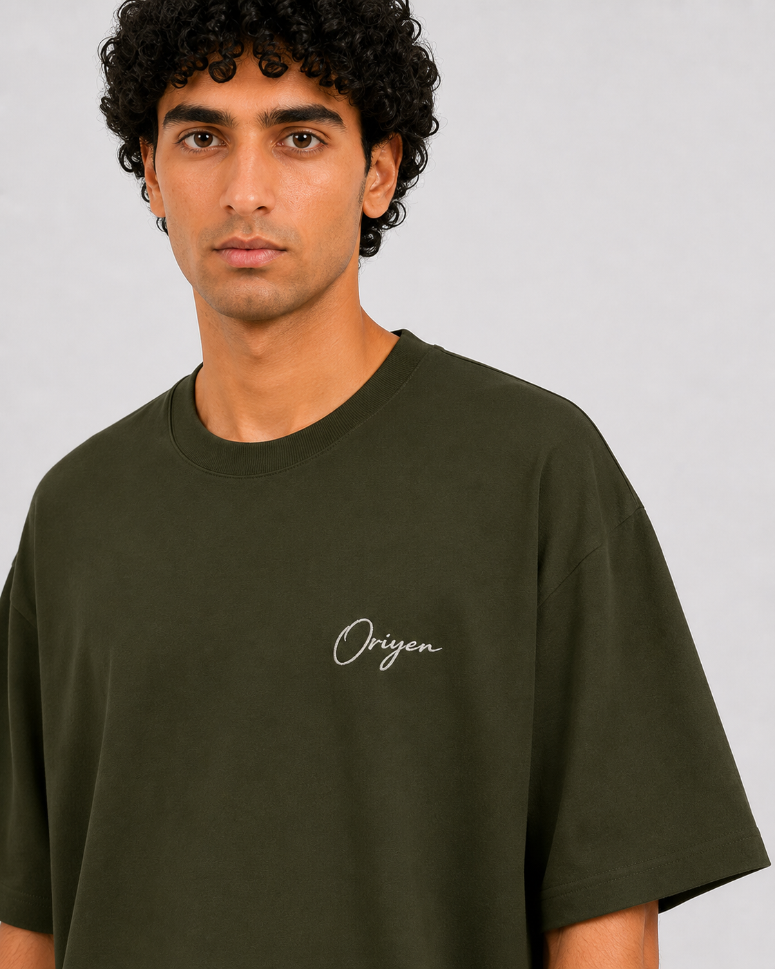 ORIYEN Olive Heavyweight Oversized Tee (Olive Green)