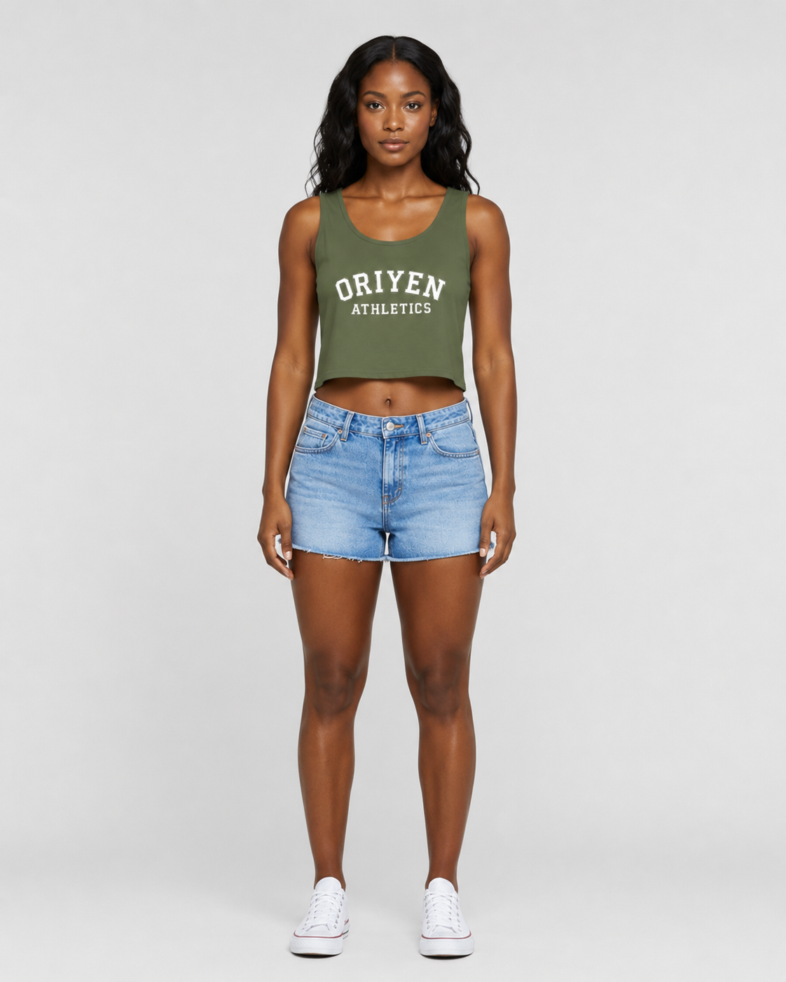 ORIYEN Women's Athletics Crop Tank (Olive)