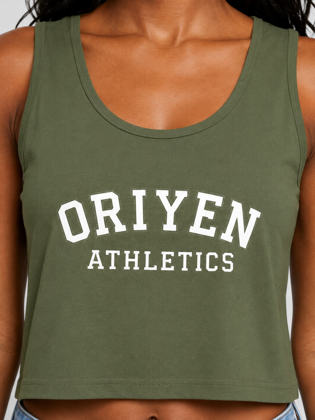 ORIYEN Women's Athletics Crop Tank (Olive)
