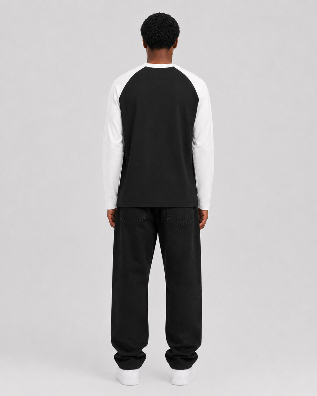 ORIYEN Ivory Raglan Long Sleeve Tee (White / Black)
