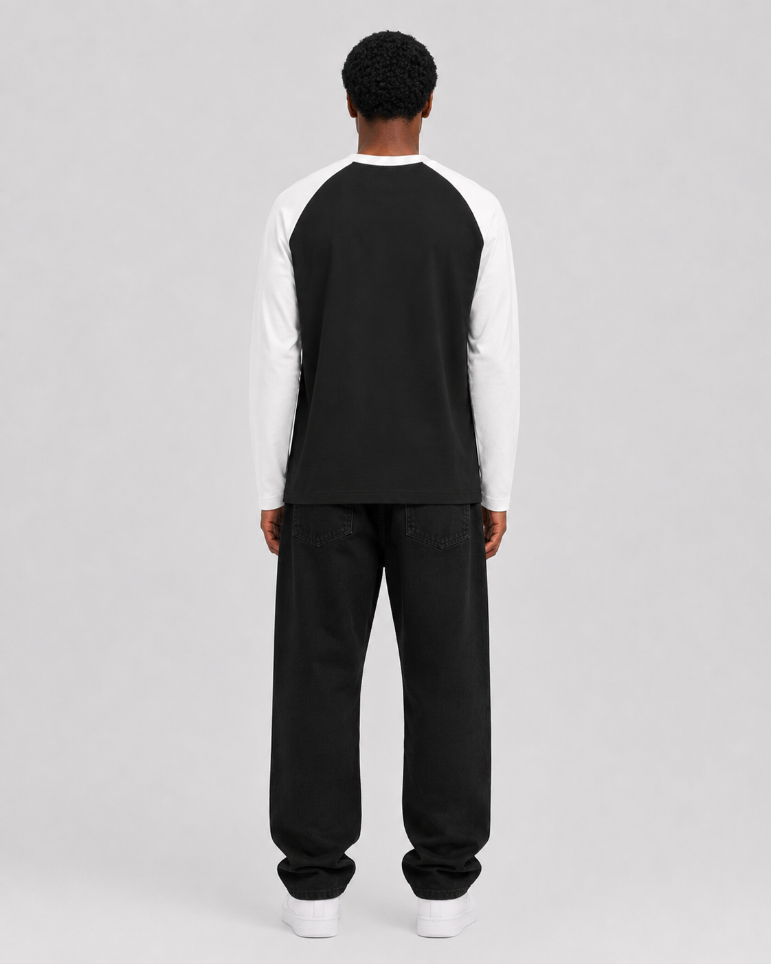ORIYEN Ivory Raglan Long Sleeve Tee (White / Black)