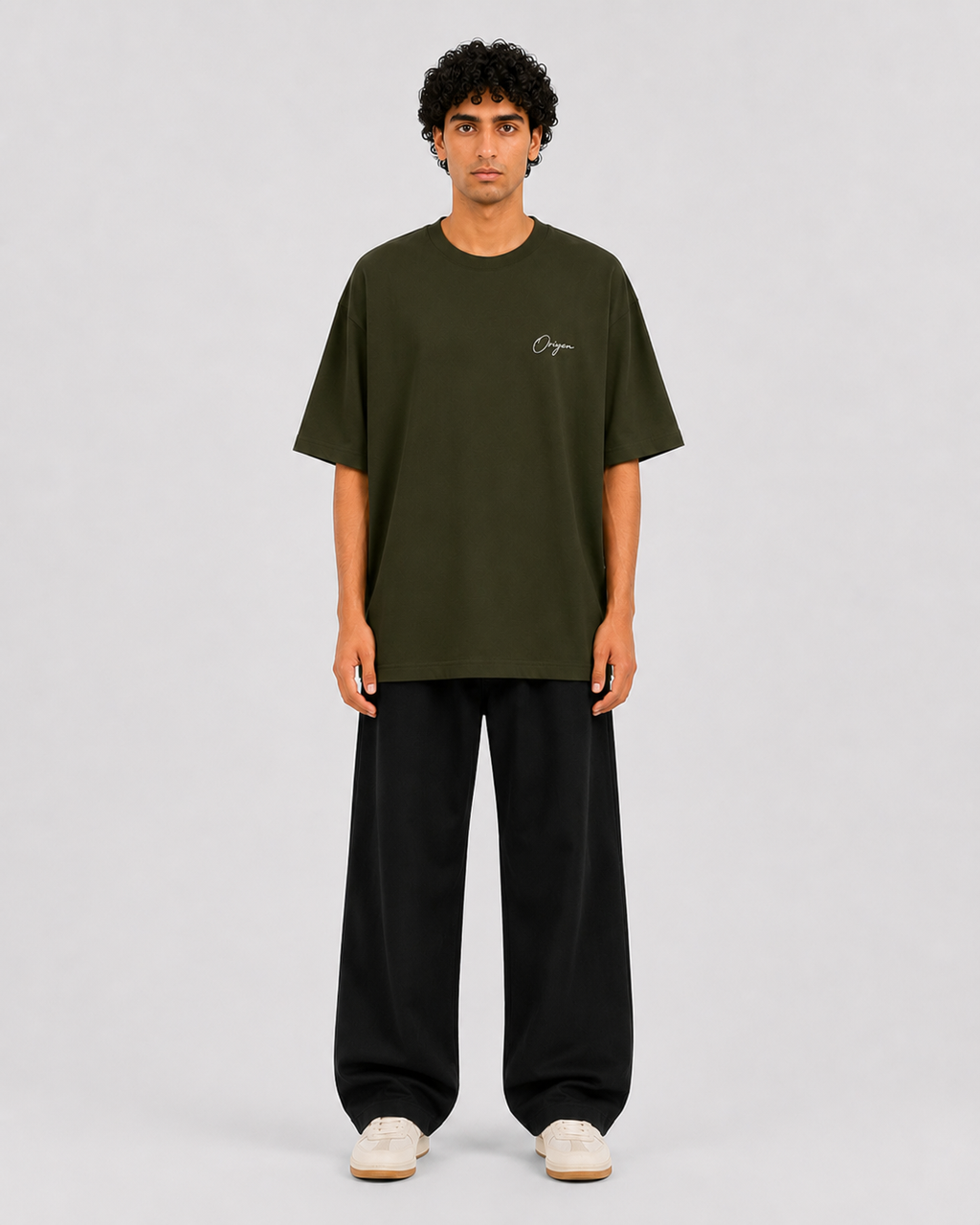 ORIYEN Olive Heavyweight Oversized Tee (Olive Green)