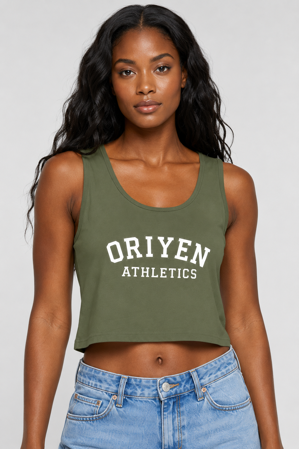 ORIYEN Women's Athletics Crop Tank (Olive)