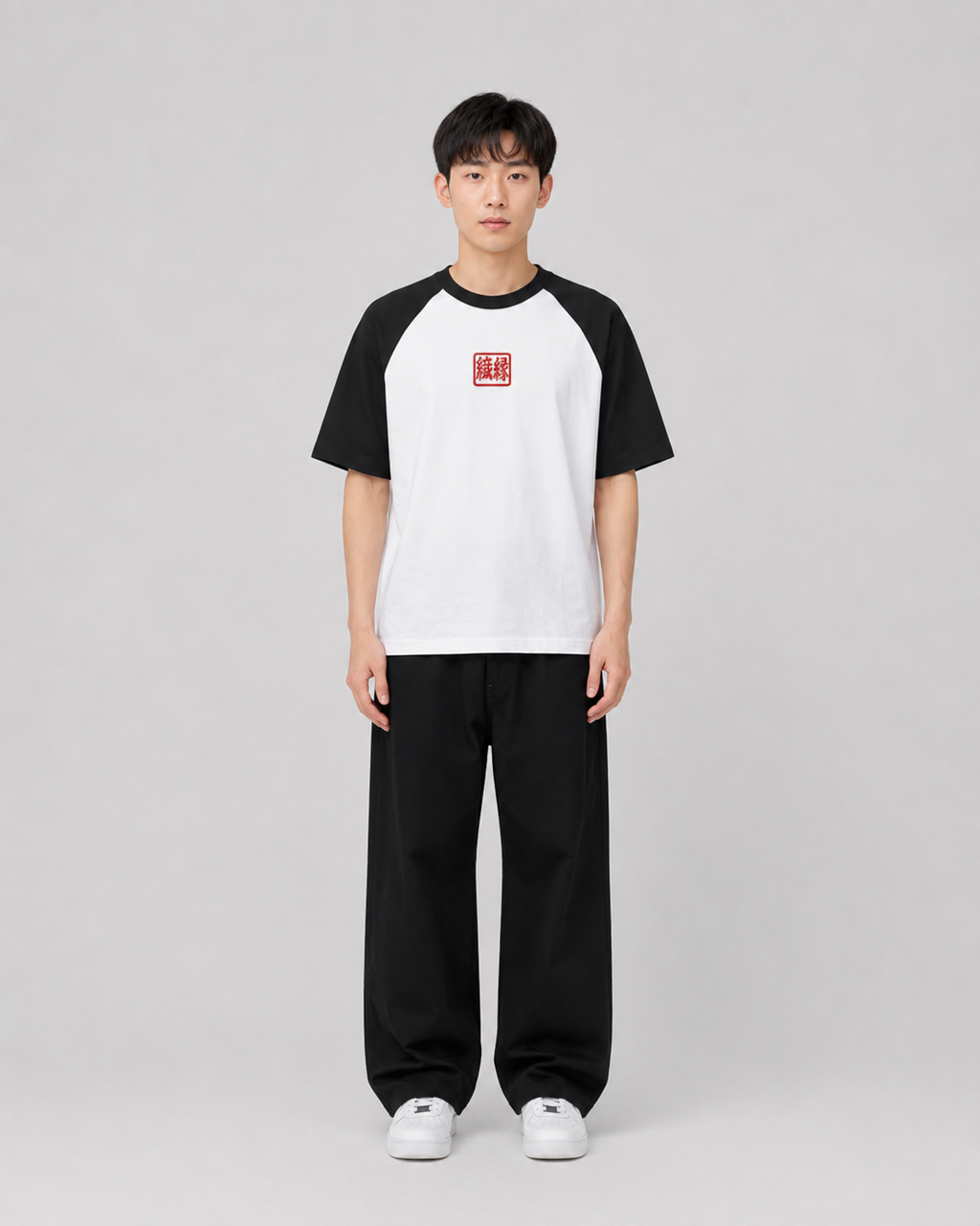 ORIYEN Black Woven Fate Raglan T-Shirt