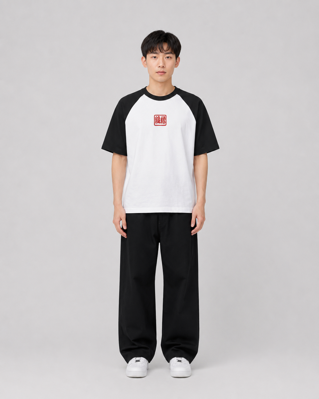 ORIYEN Black Woven Fate Raglan T-Shirt