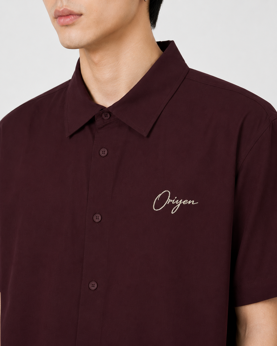 ORIYEN Wine Oversized Shirt (Burgundy)