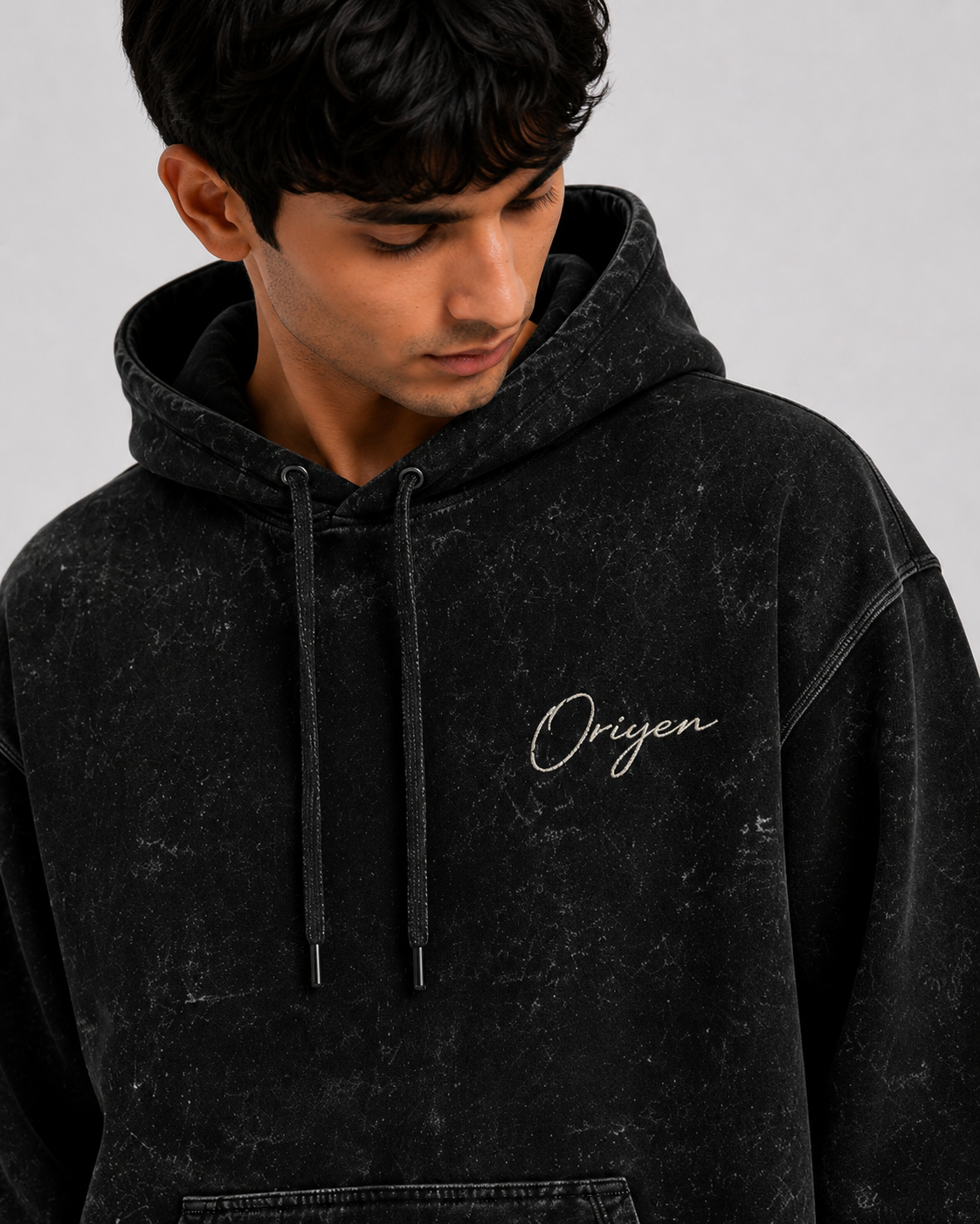 ORIYEN Midnight Acid Wash Hoodie (Black)