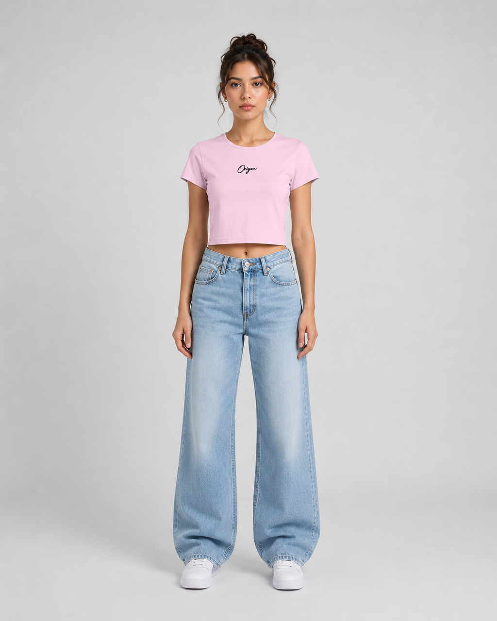 ORIYEN Dust Pink Women's Crop Tee (Pink)