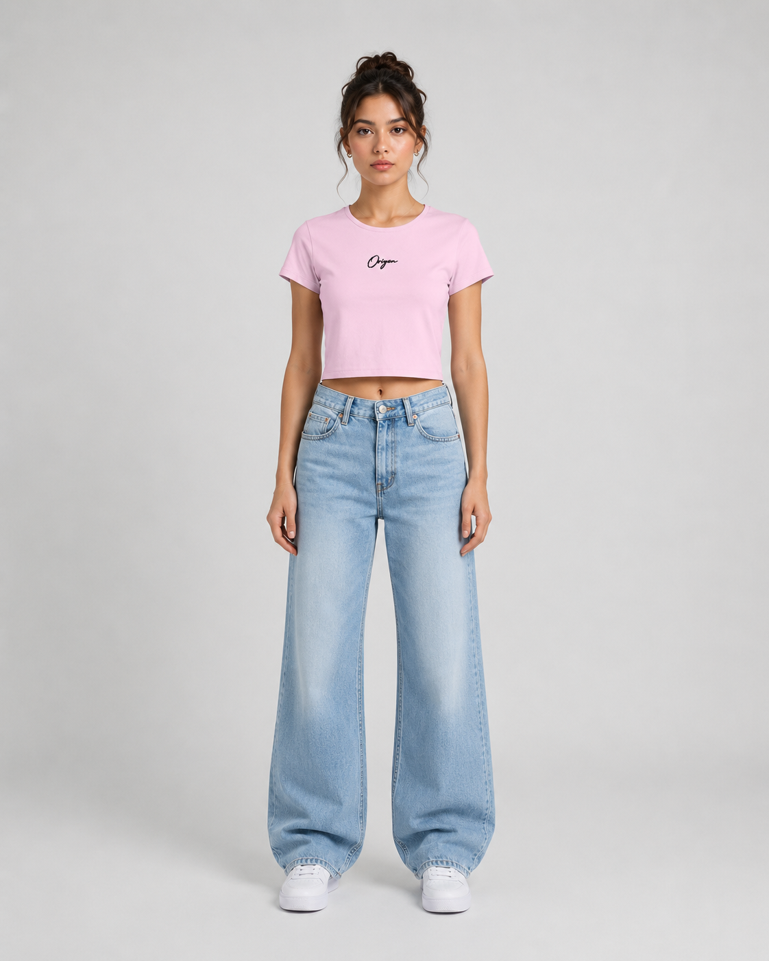 ORIYEN Dust Pink Women's Crop Tee (Pink)