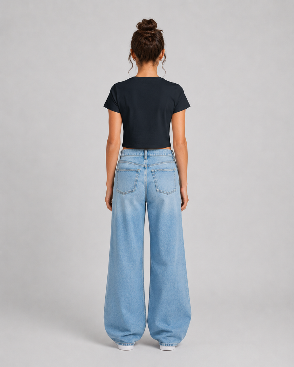 ORIYEN Navy Blue Women's Crop Tee (Navy Blue)