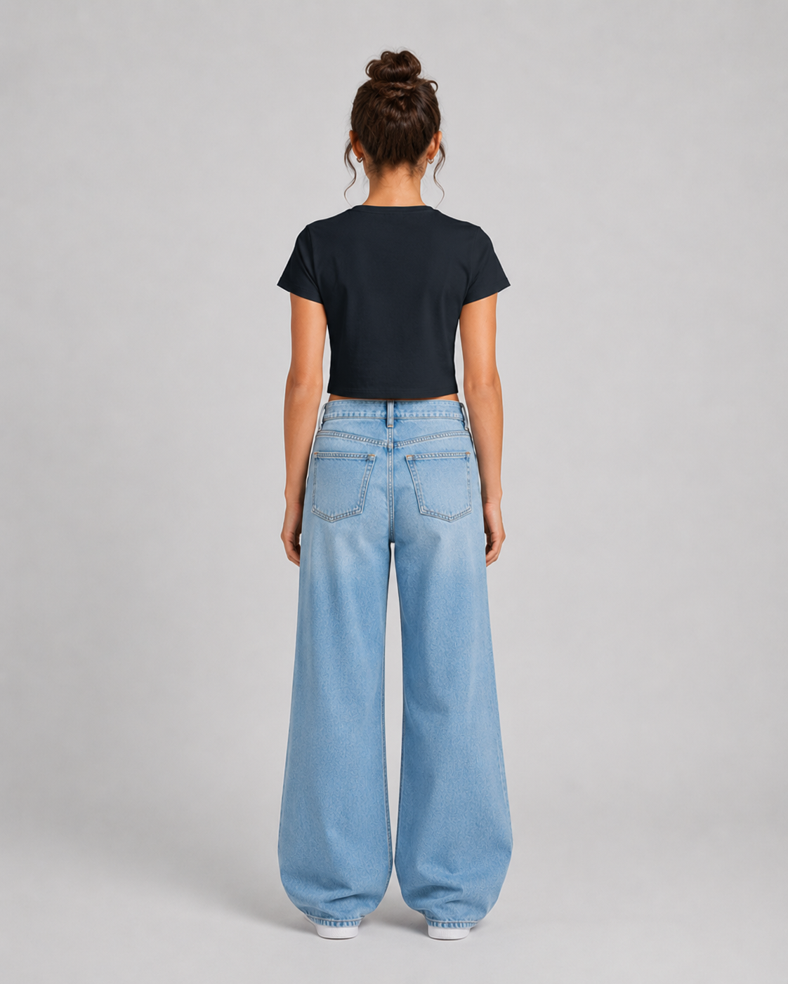ORIYEN Navy Blue Women's Crop Tee (Navy Blue)