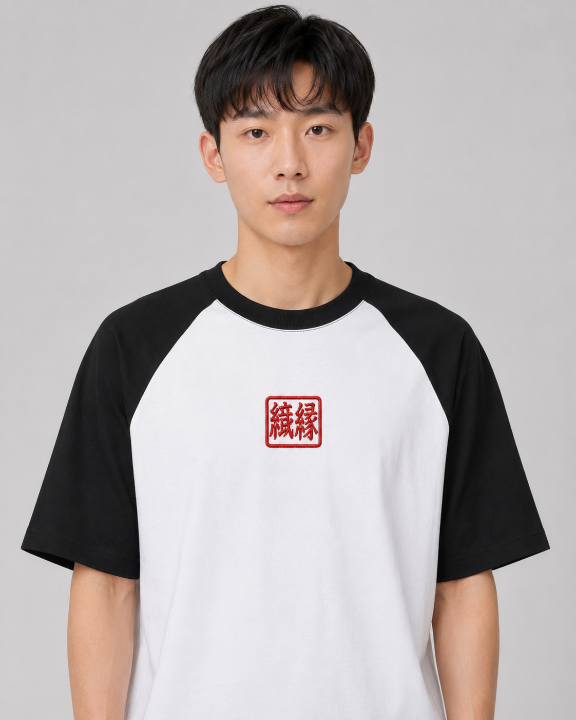 ORIYEN Black Woven Fate Raglan T-Shirt