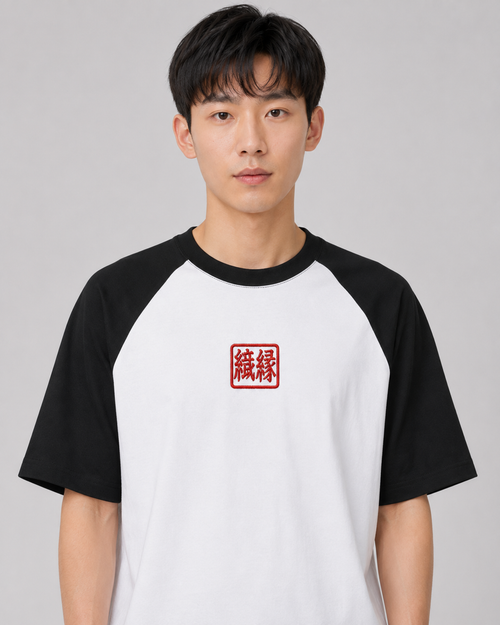 ORIYEN Black Woven Fate Raglan T-Shirt