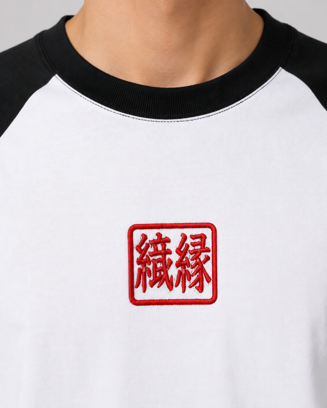 ORIYEN Black Woven Fate Raglan T-Shirt
