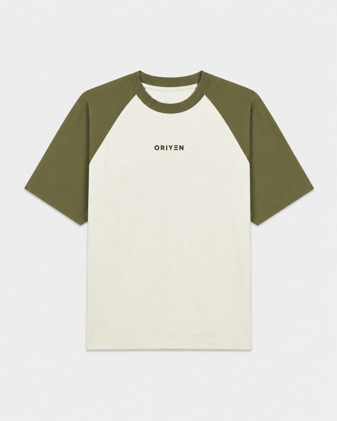 ORIYEN Moss Raglan Oversized Tee (Olive Green / Off White)
