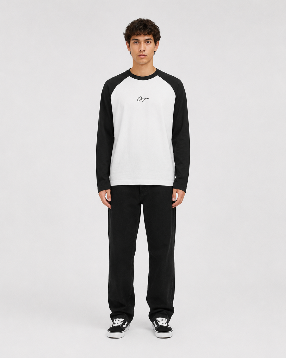 ORIYEN Onyx Raglan Long Sleeve Tee (Black / White)