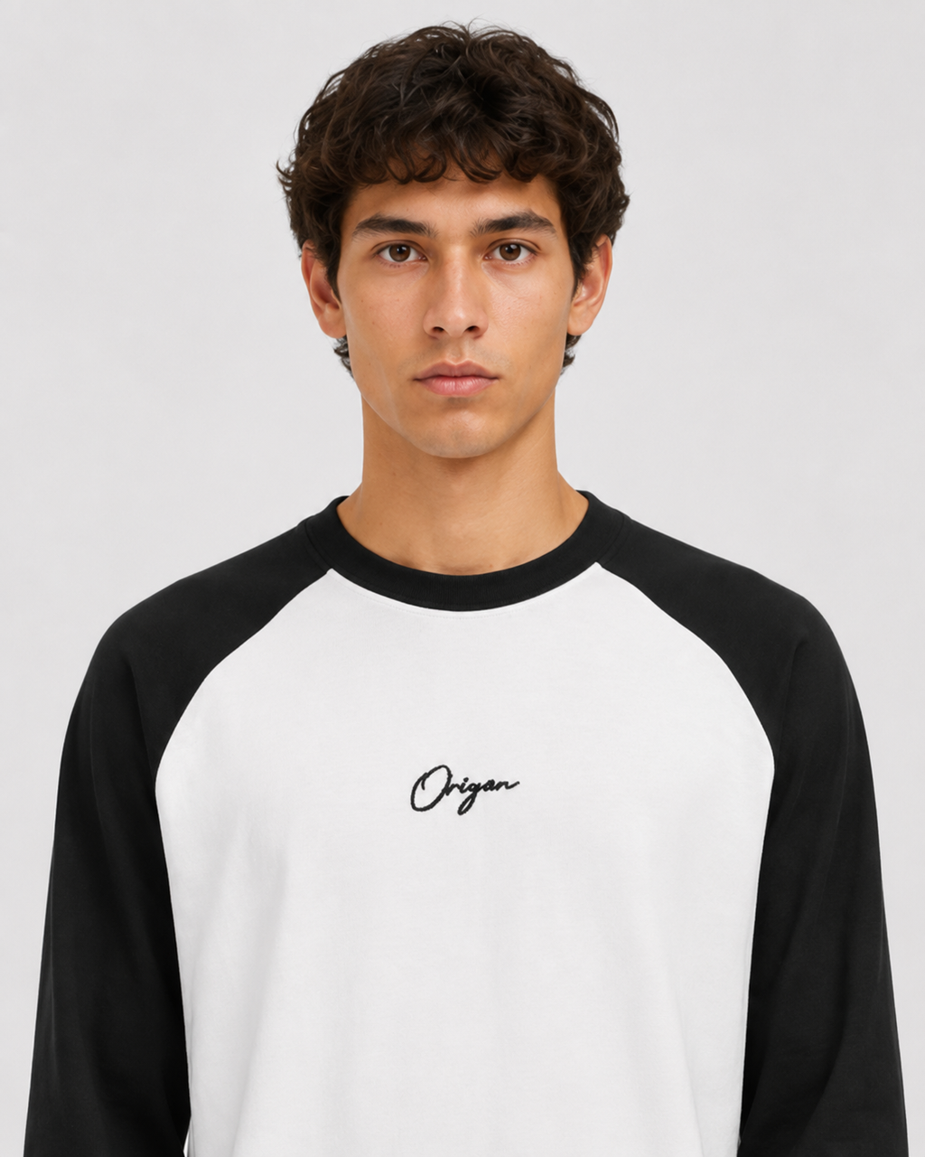 ORIYEN Onyx Raglan Long Sleeve Tee (Black / White)
