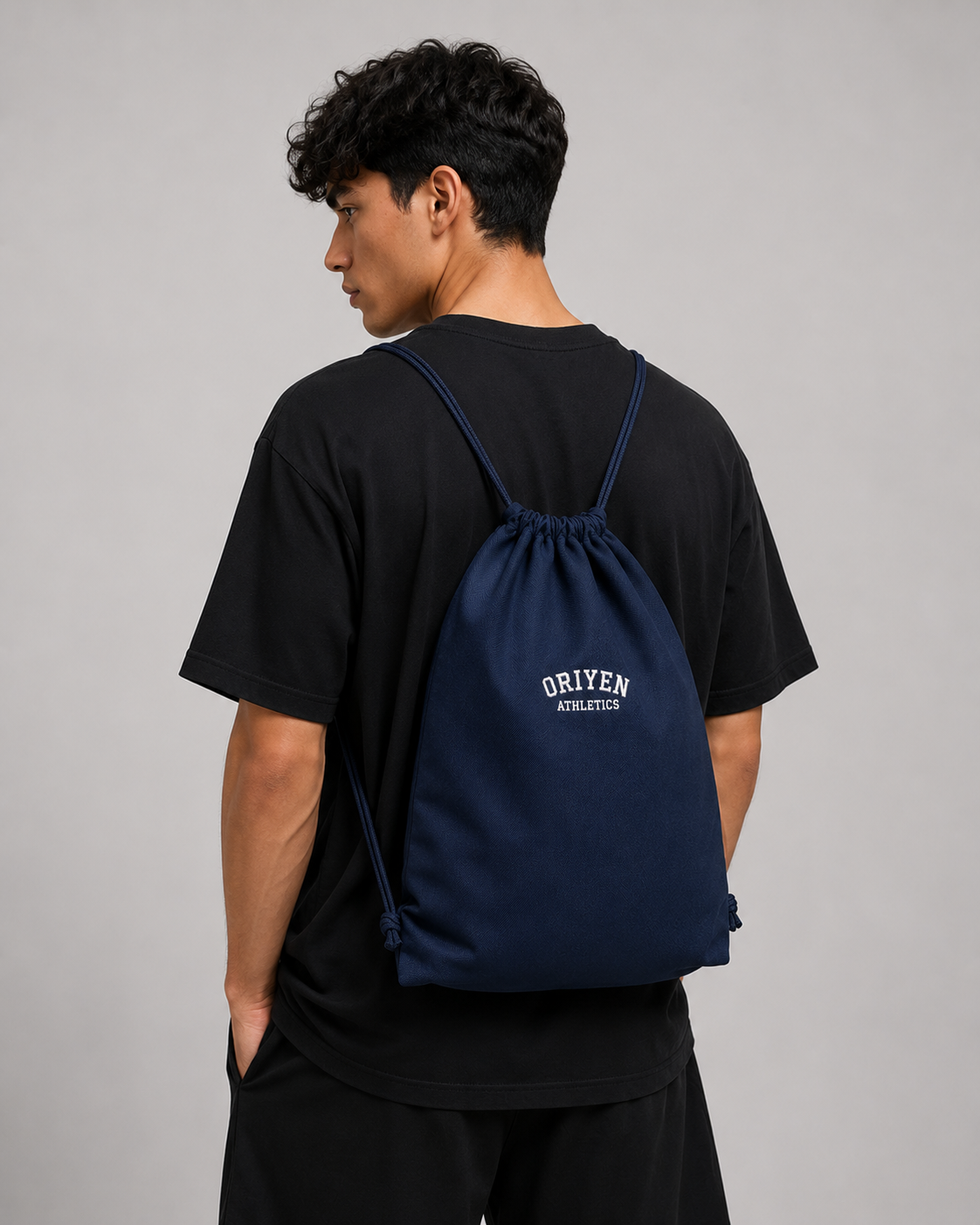 ORIYEN Athletics Drawstring Bag (Navy Blue)
