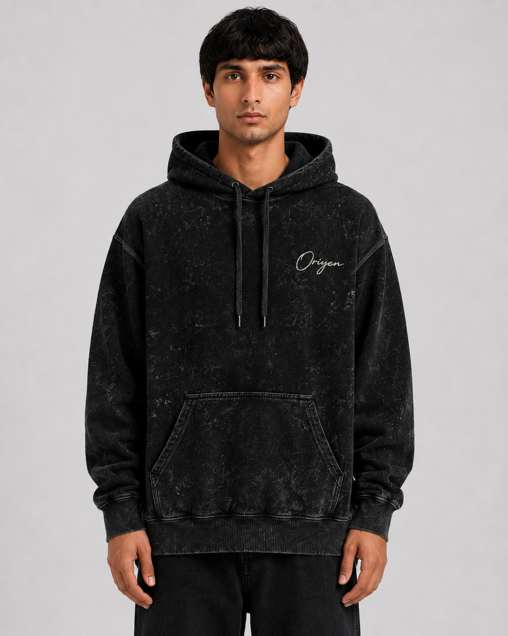 ORIYEN Midnight Acid Wash Hoodie (Black)