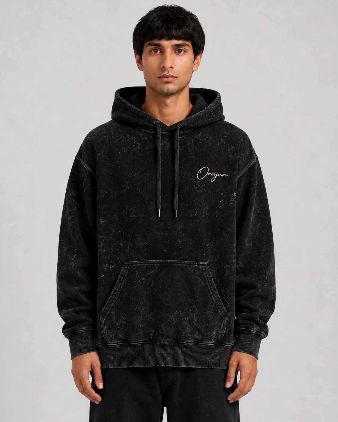 ORIYEN Midnight Acid Wash Hoodie (Black)