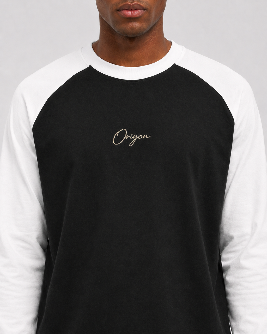 ORIYEN Ivory Raglan Long Sleeve Tee (White / Black)