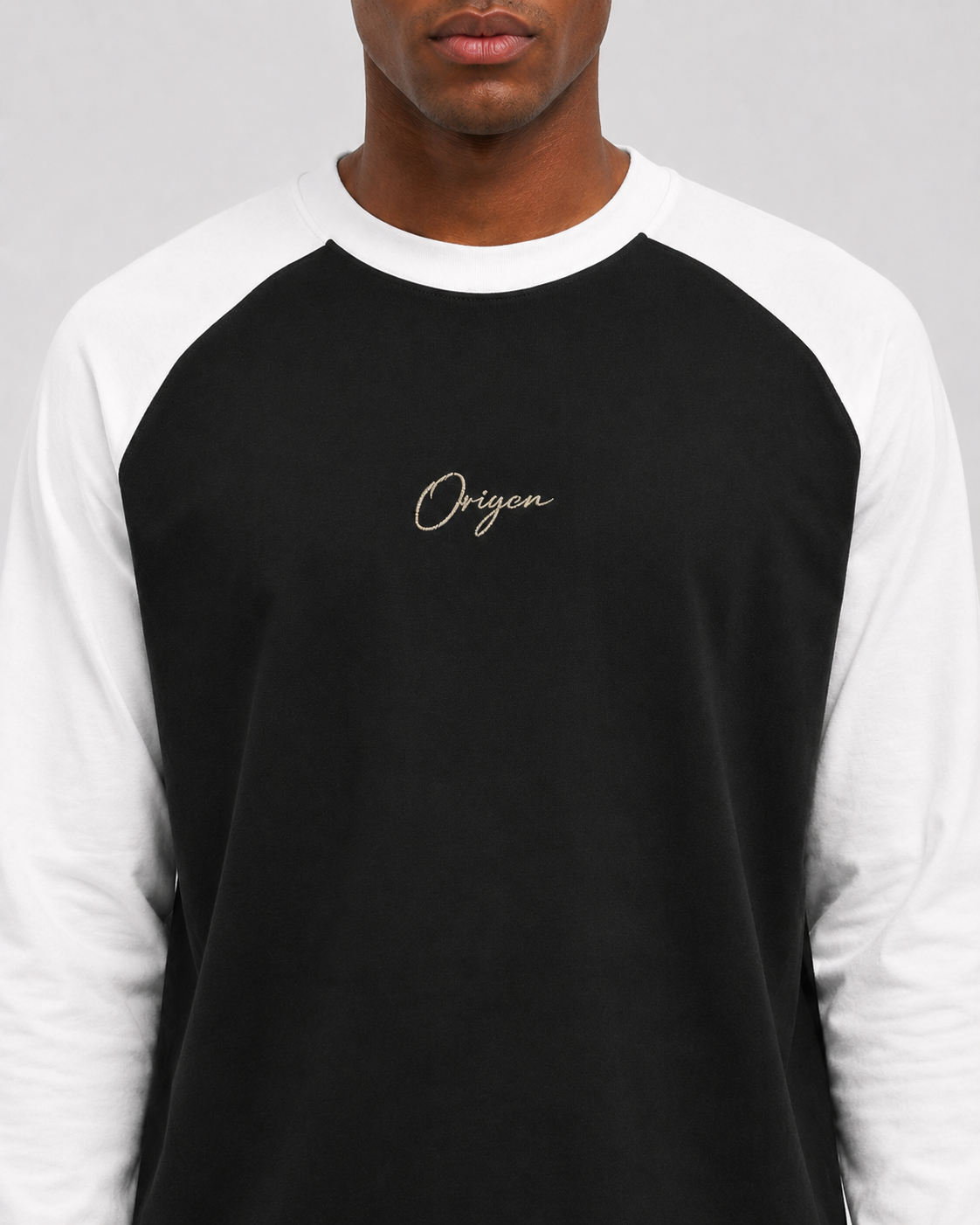 ORIYEN Ivory Raglan Long Sleeve Tee (White / Black)