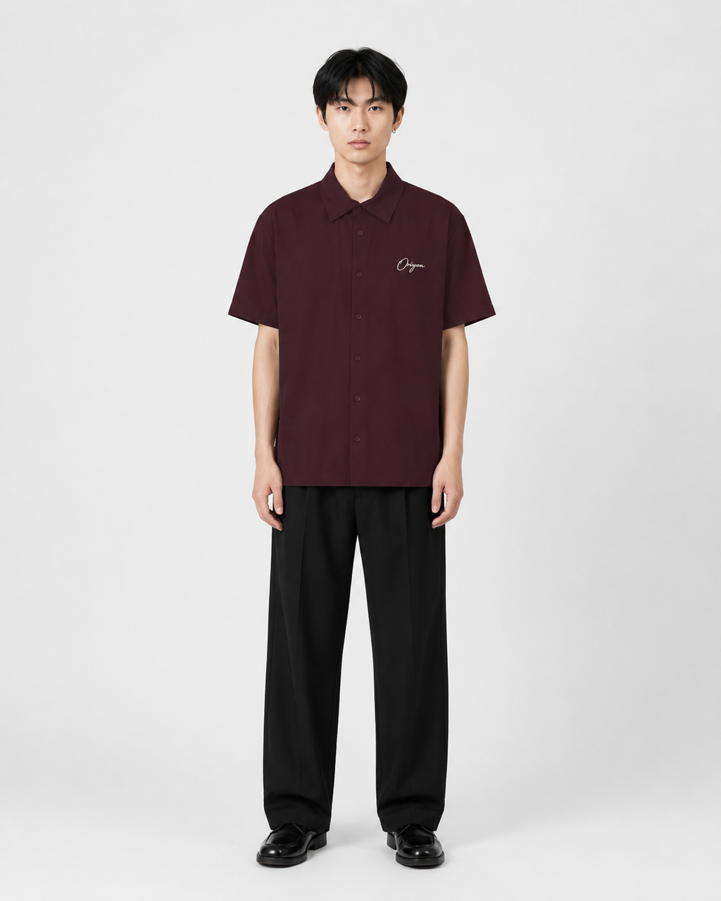 ORIYEN Wine Oversized Shirt (Burgundy)