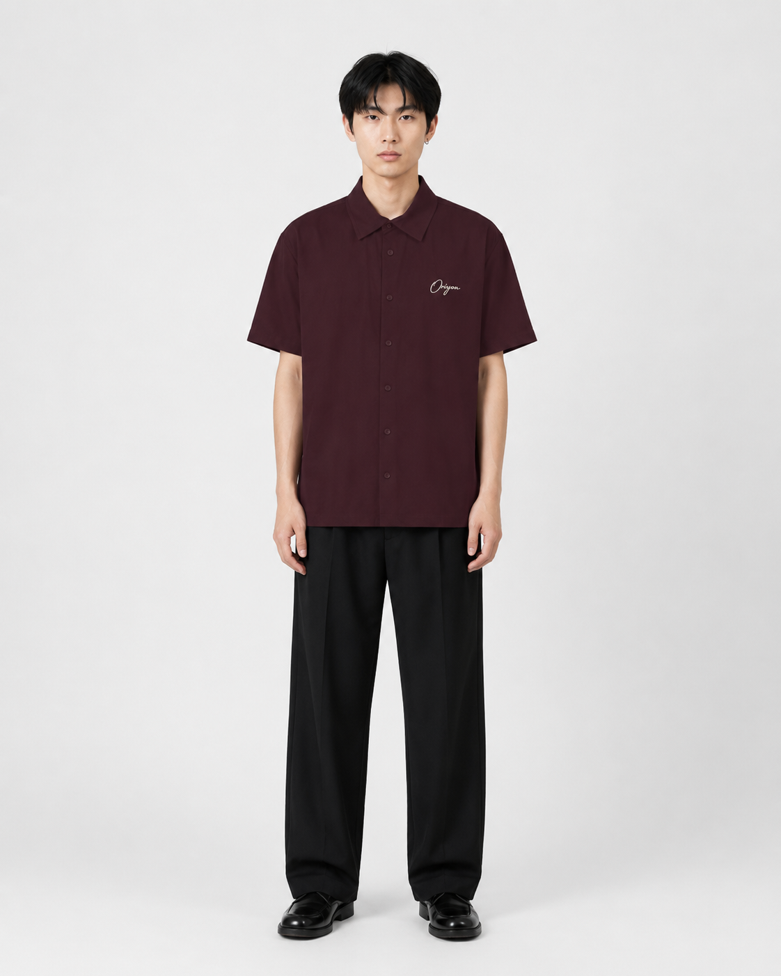 ORIYEN Wine Oversized Shirt (Burgundy)