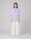 ORIYEN Women's Lavender Woven Fate French Terry Cotton Oversized T-Shirt