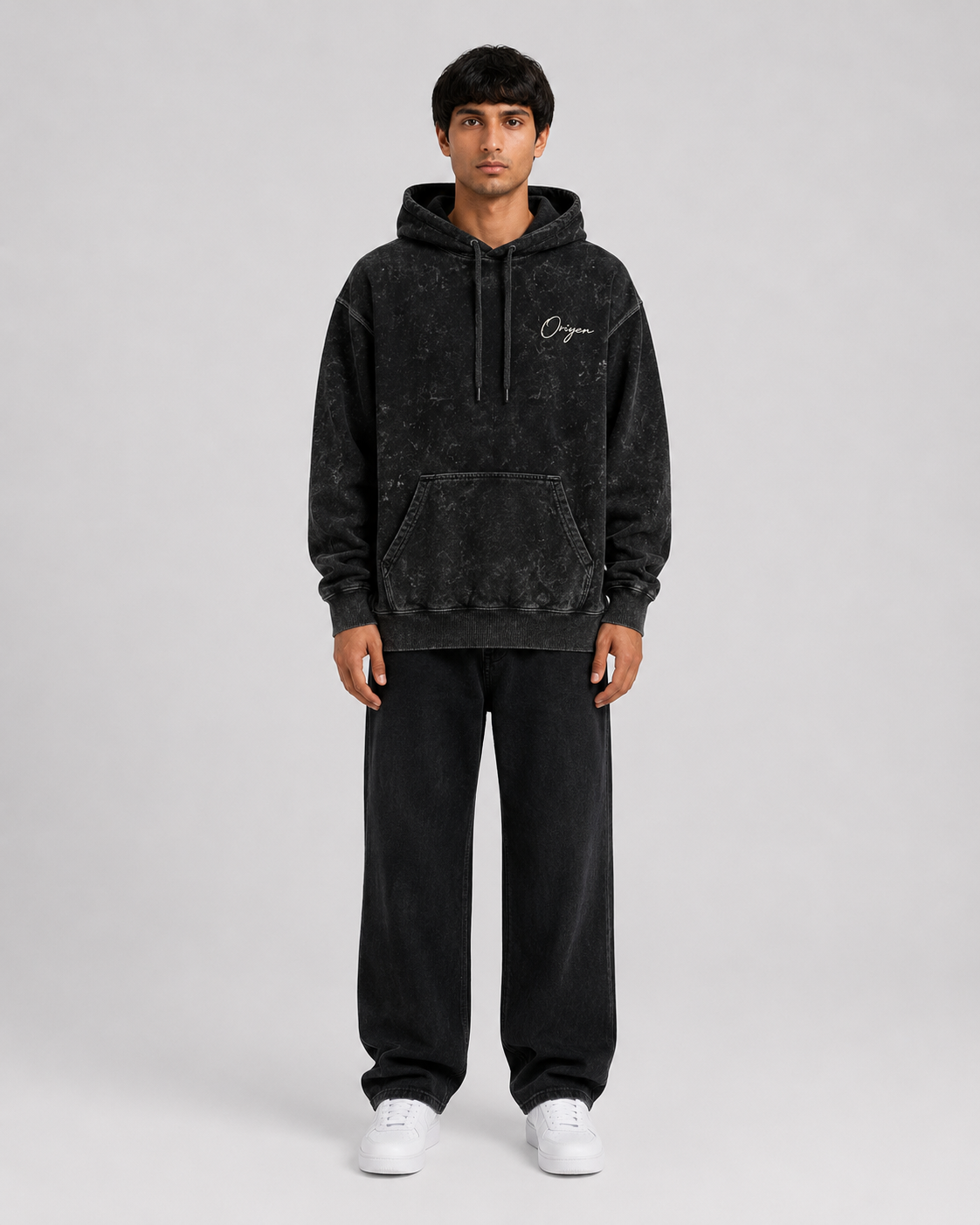 ORIYEN Midnight Acid Wash Hoodie (Black)